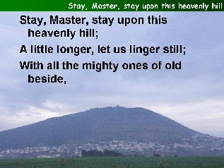 Stay, master, stay upon this heavenly hill