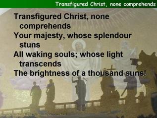 Transfigured Christ, none comprehends