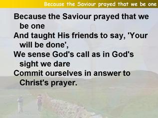 Because the Saviour prayed that we be one